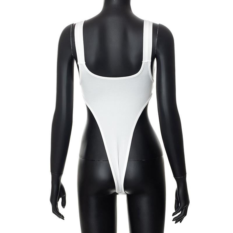 Jednobarevné snapback popruhy odhalená pupeční šňůra módní ležérní sportovní overal tanga dámská