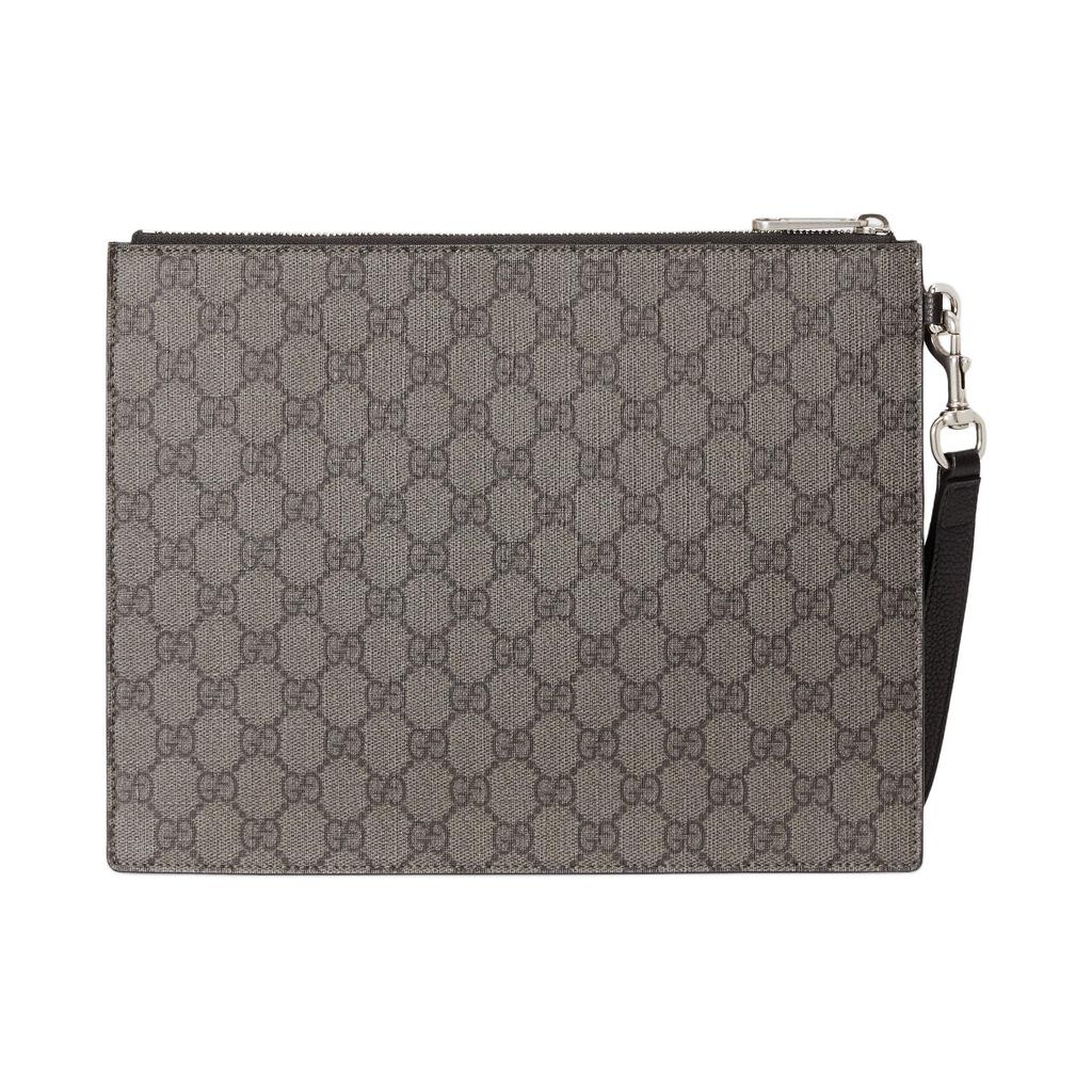 Gucci Logo Zip Clutch Bag Men Clutch Gray Black 768374-FACSM-1249