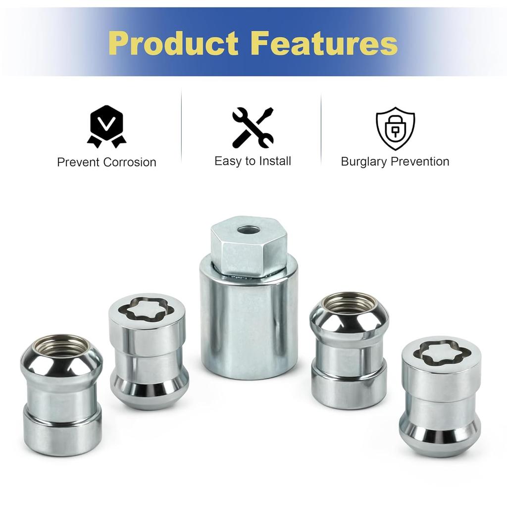 Radschloss-Radschrauben-Set (Kurz) für Honda CR-V 2007-2025 Civic 2016 Accord 2008-2012 Diebstahlschutz Chromlegierung 08W42-SCV-101 08W42SCV101 08W42-SCV-100
