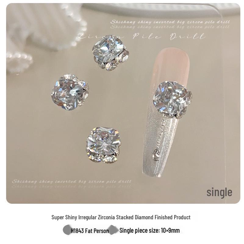 White Cubic Zirconia Stacked Rhinestone Manicure Ornaments - Handmade Sparkling Rhinestone Balls & Dove Egg Decorations