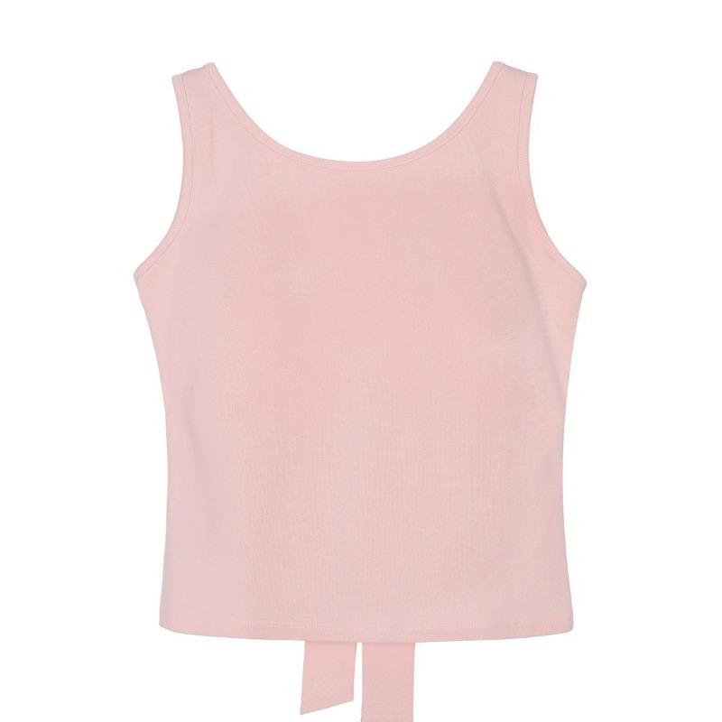 Sexy Bow Halter Sling Vest French with Chest Pad Inside Niche Outside Sleeveless Top