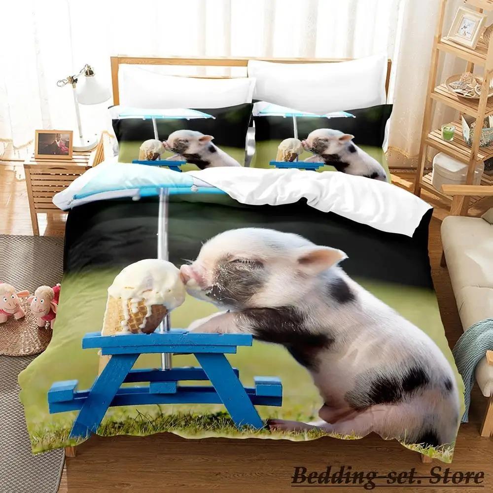 Funny Pig Bedding Set Single Twin Full Queen King Size Bed Set Aldult Kid Bedroom Duvetcover Sets Anime Parure De Lit Bed