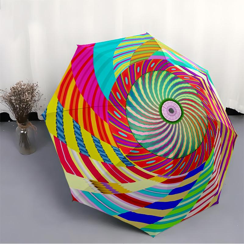 1pc Spiral Kaleidoscope Automatic Folding Umbrella - Portable Collapsible Design, 8-Rib Iron Frame, Durable Fabric yy251125201
