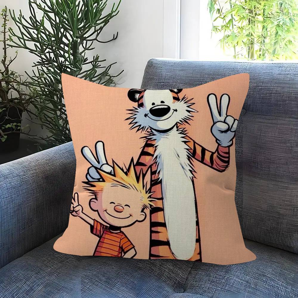 Anime C-Calvin And H-Hobbes Cushion Cover Car Throw Pillow Case For Sofa Car Christmas Gift