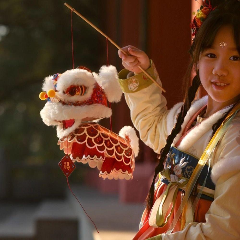 Year of The Horse Lion Dance Lantern Chinese Style Ancient Luminous Lantern  Spring Celebration