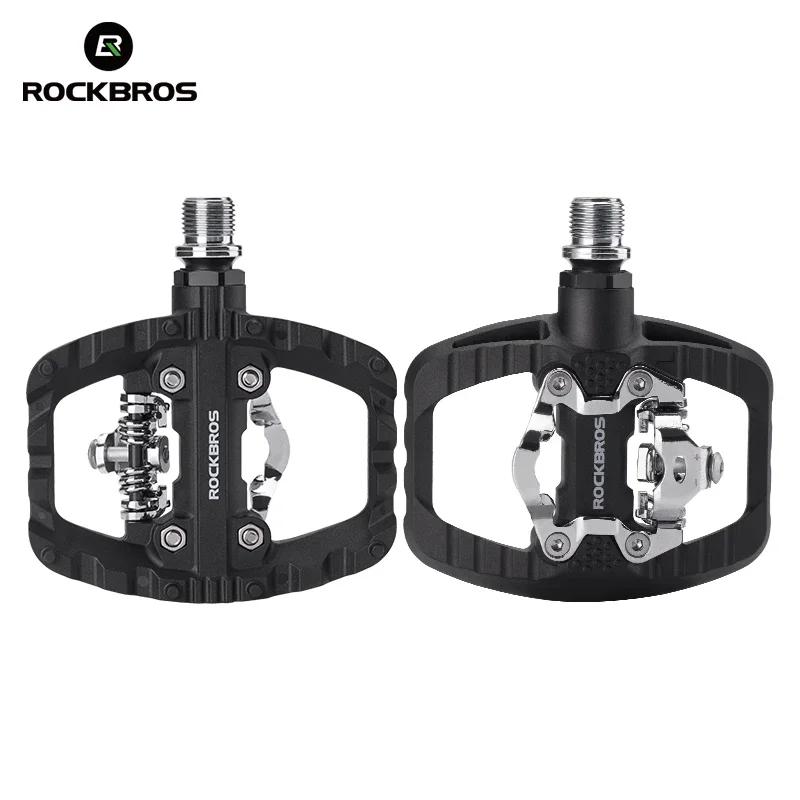 

ROCKBROS MTB Bicycle Pedals 2 In 1 Flat/Lock Pedal Mountain Bike Non-Slip Labor Saving Nylon Pedals Waterproof Sealed Bearing 370010001