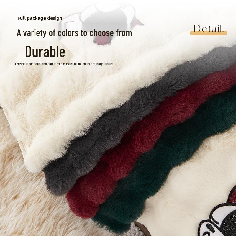 Large Rabbit Fur Plush Sofa Cushion - Winter 2025 Fleece Lined, Thickened, Non-Slip Leather Cover