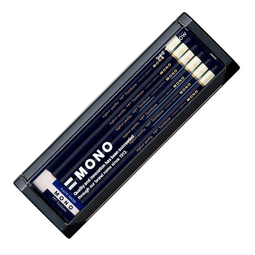 Tombow MONO Premium Pencils with MONO for drafting and 1 dozen pack (B grade, ultra-fine lead, high-standard pencil) eraser, sketching, (MONO-B)
