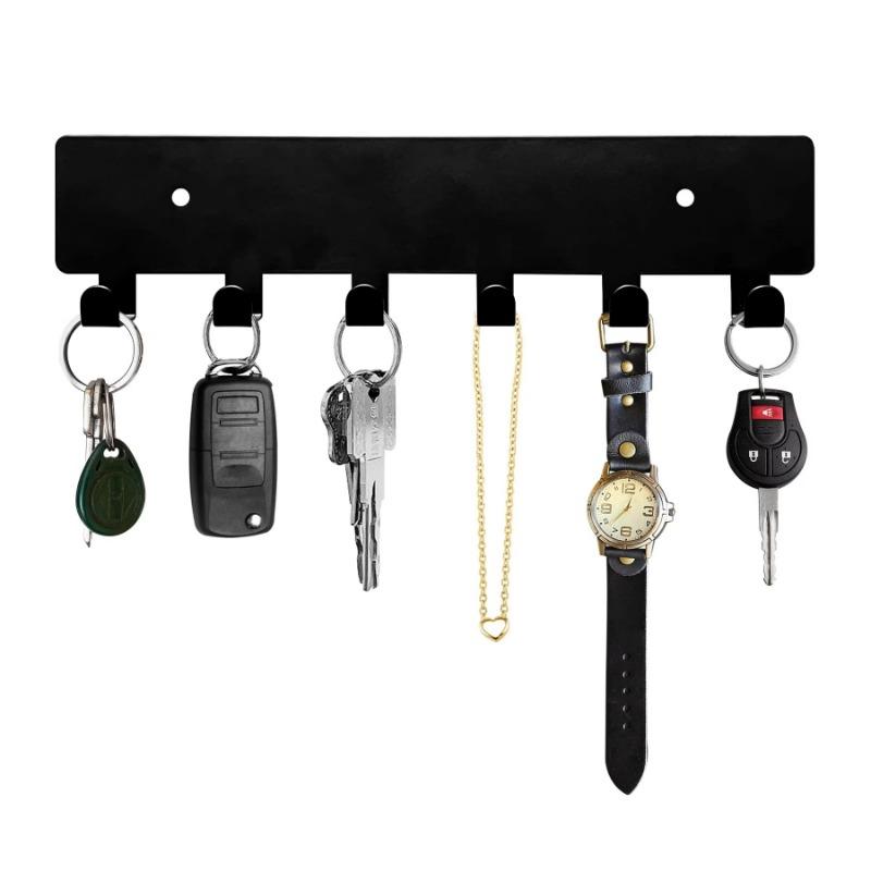 Key Holder for Wall, Wall Storage with 6 Hooks, Wall Mounted Key Holder for Hallway, Self Adhesive Key Rack