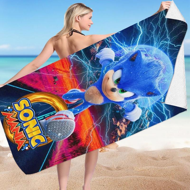 Sonic Beach Towel Microfiber Bath Towel For Kids And Adults Soft And Cozy With Eye-catching Design
