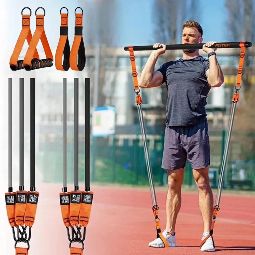 Multifunctional Pilates Bar & Resistance Bands Portable Weighted Exercise Pilates Bar for Women & Men Home Gym Exercise Fitness