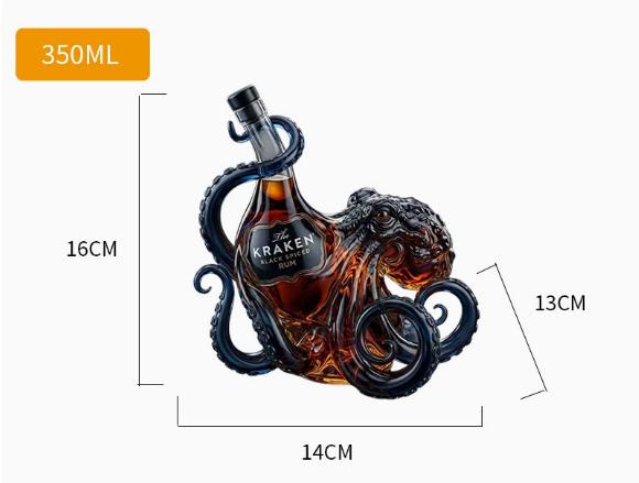 Glass Bottle Sea Monster Octopus Rum Wine Bottle Decoration Bar Wine Enthusiasts Art Collection Decoration Decanter Wine