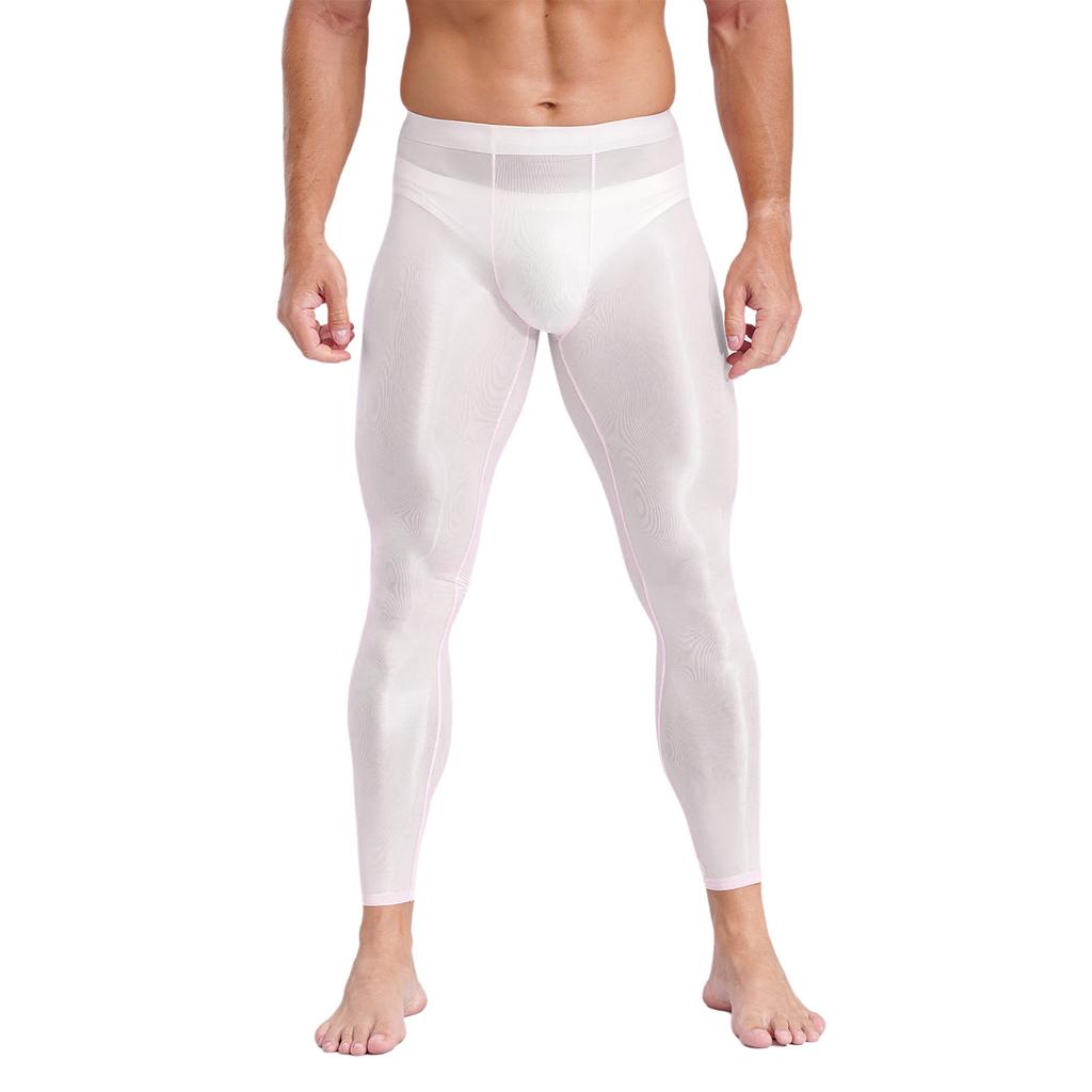 Męskie jedwabiste legginsy do jogi z lodowym efektem Elastyczny pas Ultra cienkie z wyprofilowaną kieszonką Prześwitujące rozciągliwe spodnie