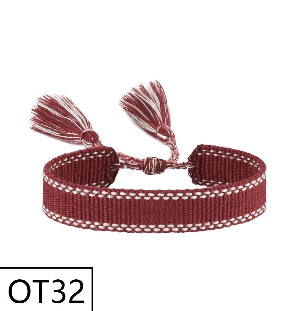 European & American Style Woven Bracelet - Solid Color, 1.3cm, Handmade Tassel, Fashionable Polyester Hand Rope for Women