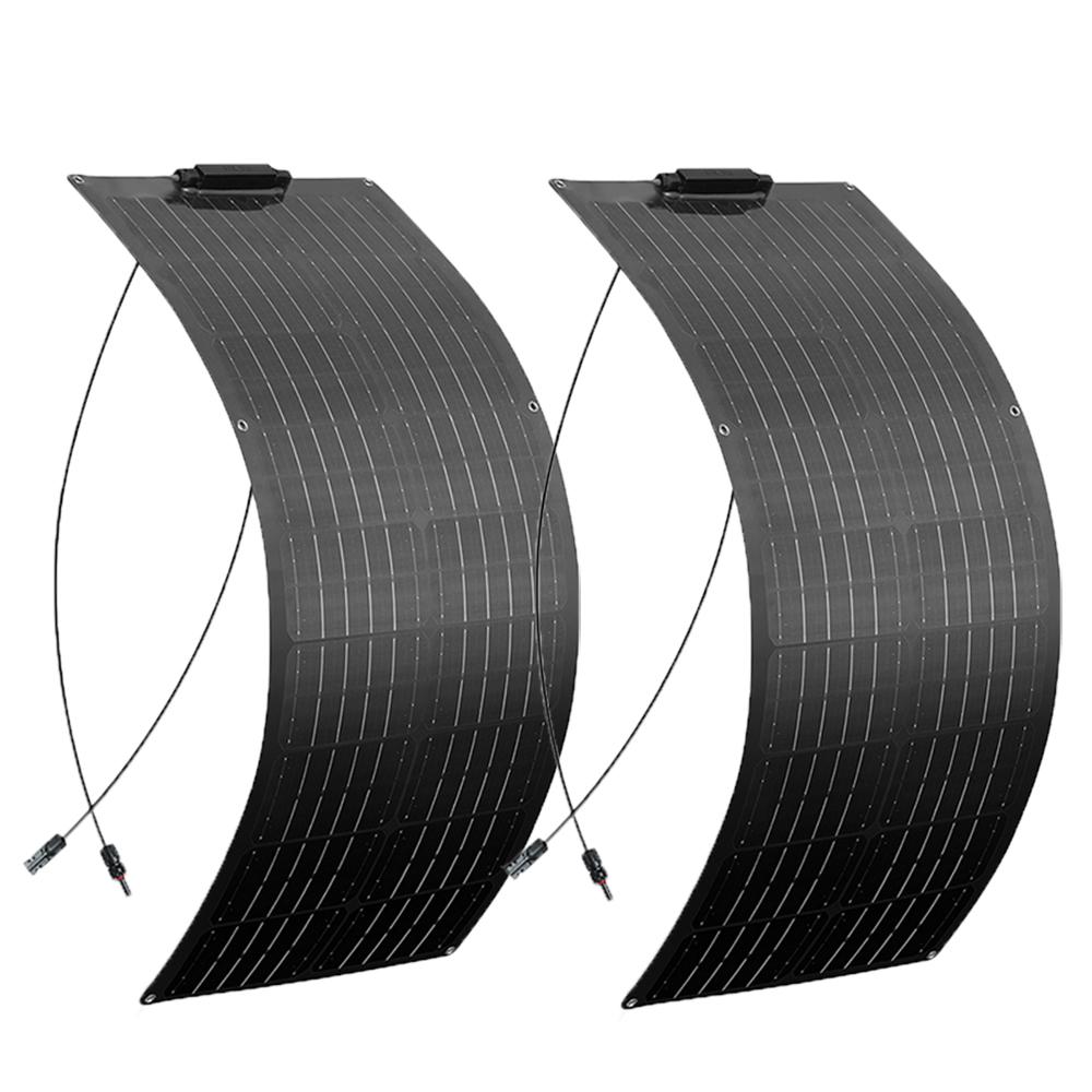 Flexible Solar Panel 50 Watt 12 Volt Monocrystalline Semi-Flexible Bendable 50W 100W Off-Grid Charger Marine RV Cabin Van Car 4
