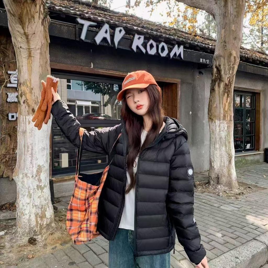 Women's new hooded short cold lightweight thickened padded fluffy warm loose high-quality fabric casual sports cotton clothing