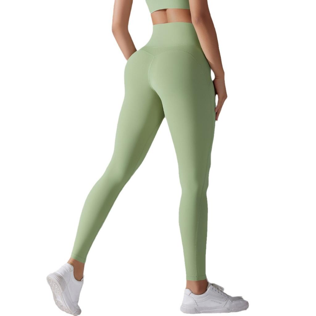 New no-wear underwear, no embarrassment line, high waist tight nude nine-point pants, sports running fitness high elastic yoga pants