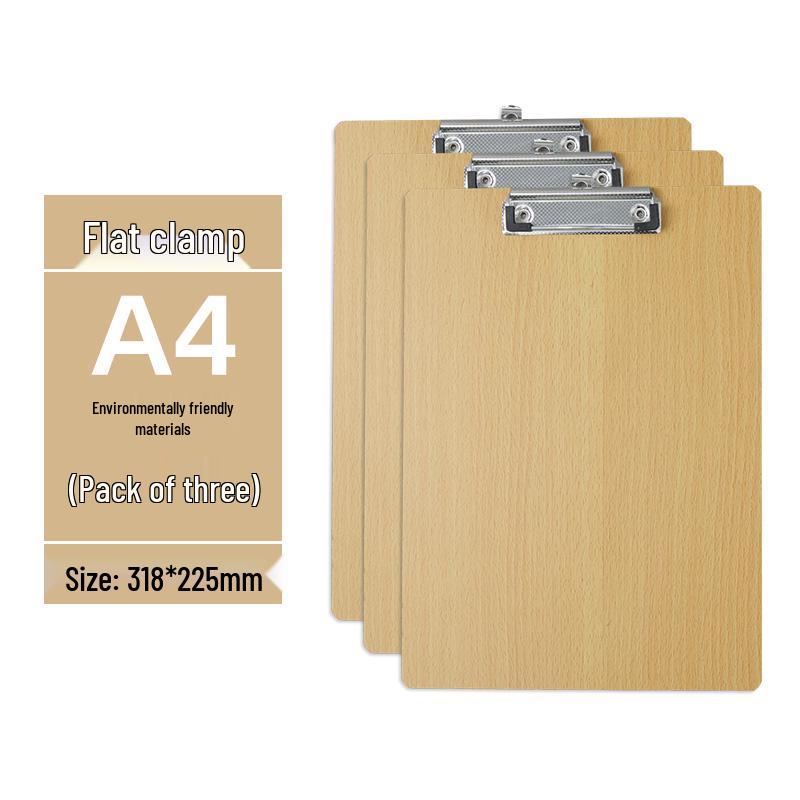 Zestaw 5 drewnianych podkładek z uchwytem na długopis, blokiem do pisania A4/A5 i teczką 16K - idealny do przyjmowania zamówień w restauracji i robienia notatek.