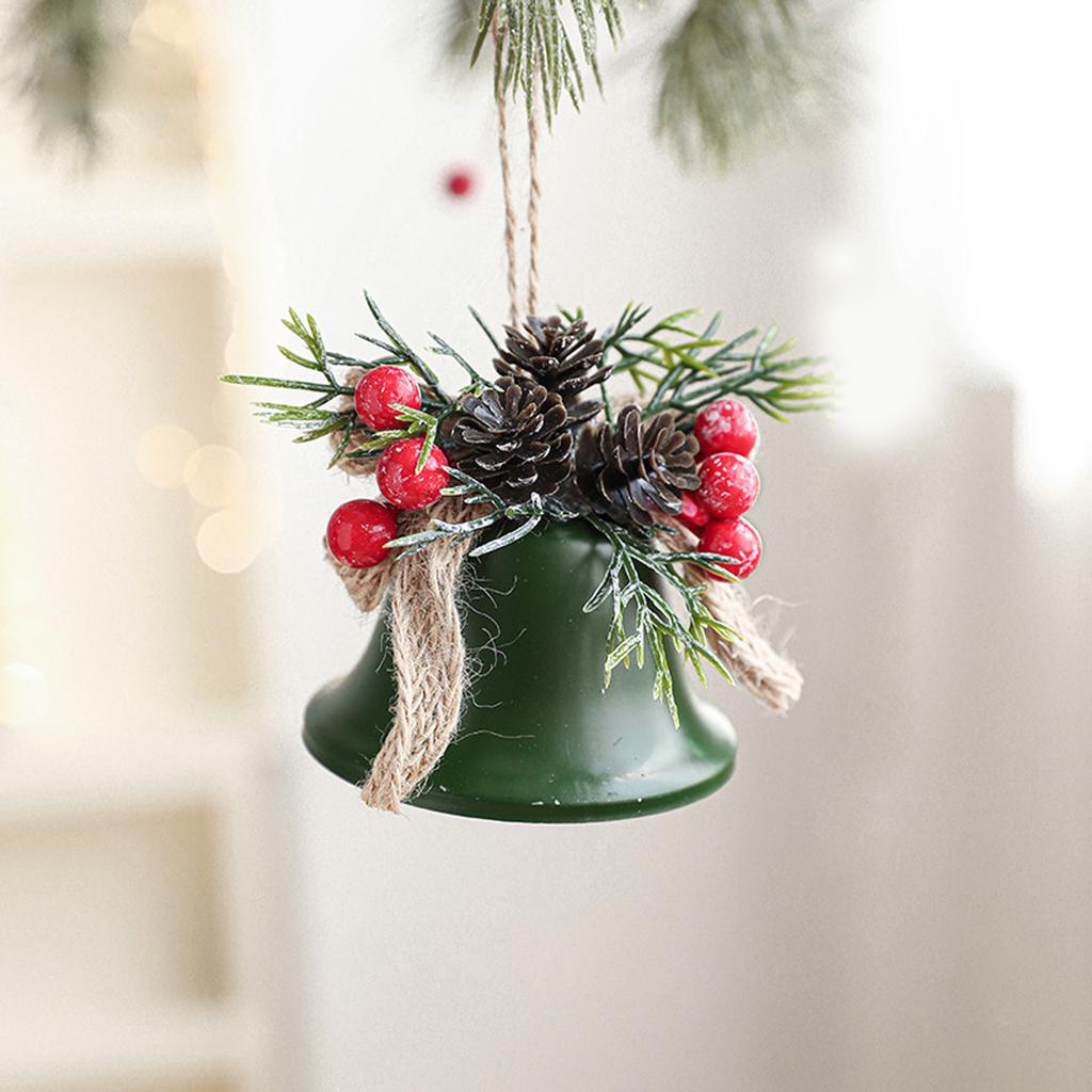 Wrought Iron Christmas Bell Light Wall Hanging Door Hanging Red Fruit Christmas Tree Hanging Decoration Ornaments