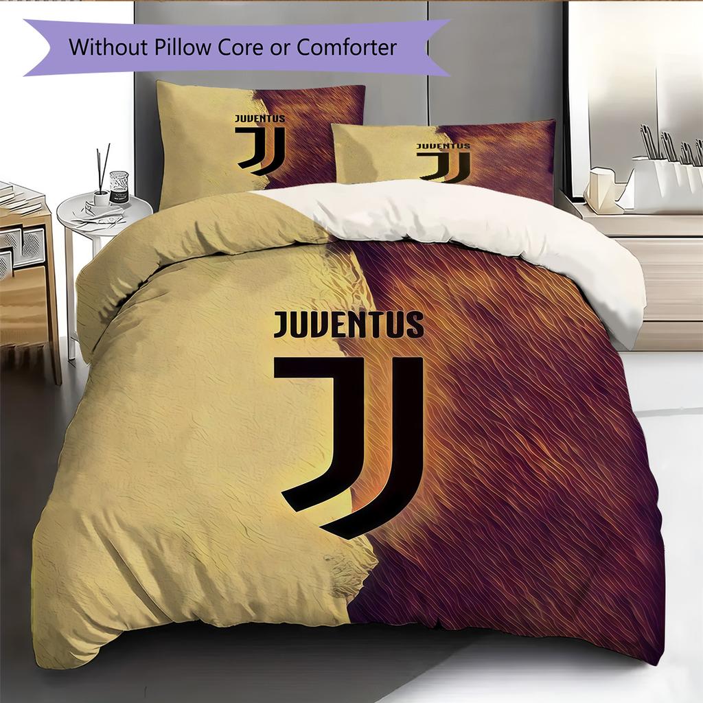 Juventus F.C Muster Bettwäsche Bettdecken-Set Heimdekoration Geschenk (1 Bettbezug + 2 Kissenbezüge (ohne Füllung)).xwn