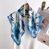 Luxury Flower Prin Silk Square Scarf Women Hijab Hair Bands Neckerchief Female Satin Shawl Ribbon Headband Fashion Wraps Bandana