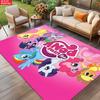 Cute Cartoon Pony Area Rug, Pink Character Group Theme Non-slip Mat, Decorative Carpet for Kids Girls Bedroom, Washable Gift