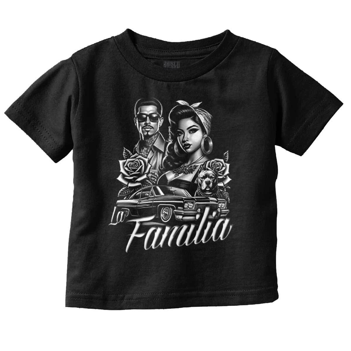 La Familia Chicana Cholo Low Rider Roses Toddler Boy Girl Youth T Shirt Tee XS