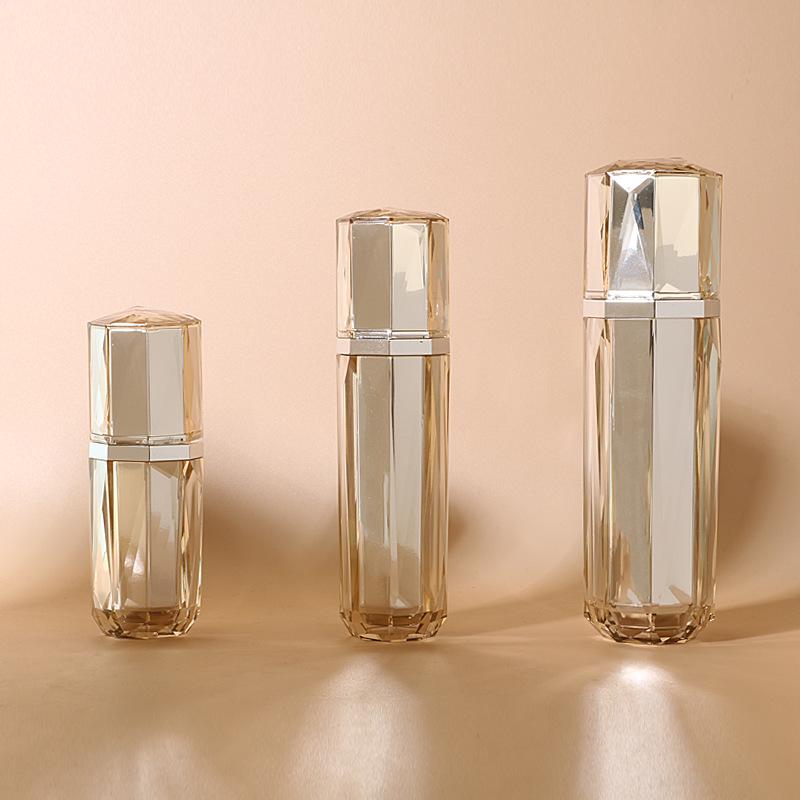 Acrylic Diamond Set Bottle Cosmetic 30/50/100ml Press Essence Lotion Dispensing Bottle 15/30/50g Acrylic Cream Bottle