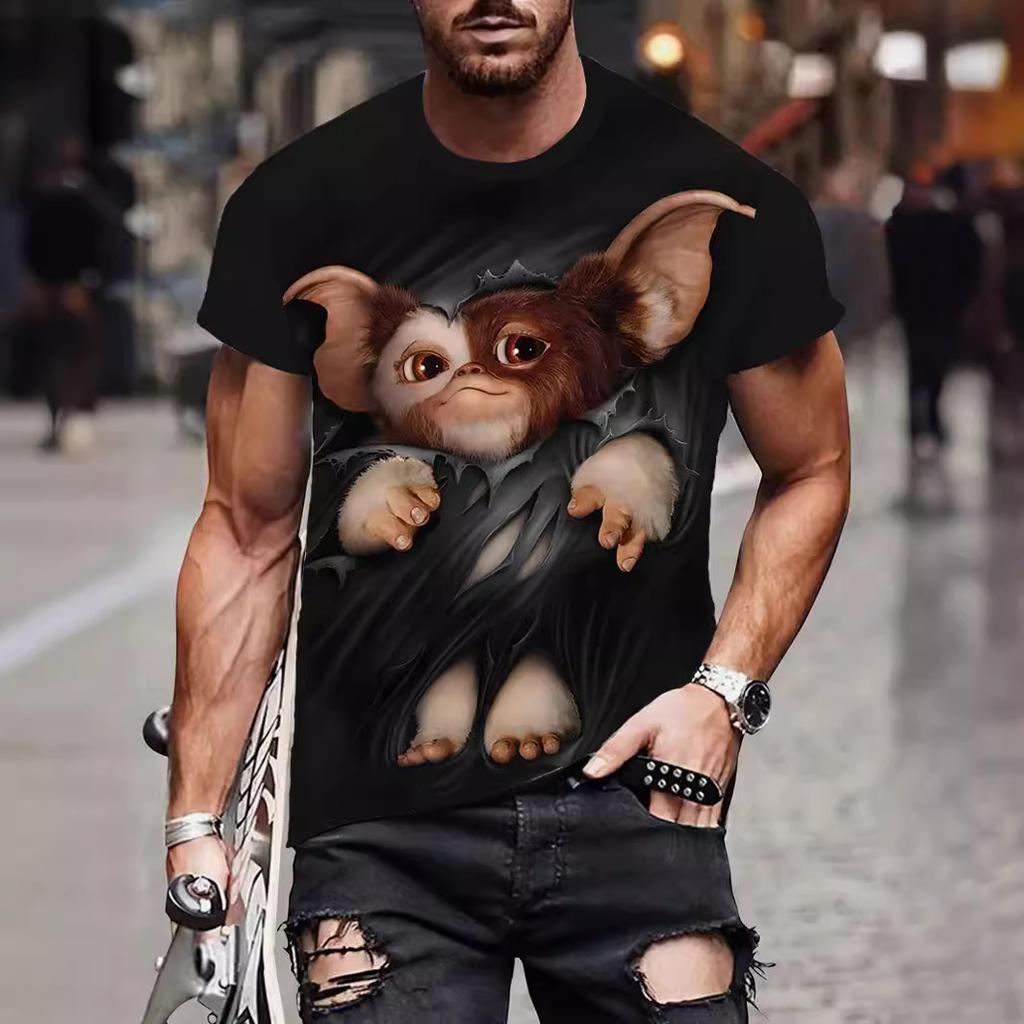 Letní Pánská Trička s 3D Potiskem Medvěda a Psa Pandy Módní Ležérní s O-výstřihem Krátký Rukáv Sportovní Oblečení Cool Streetwear Nadměrné Top