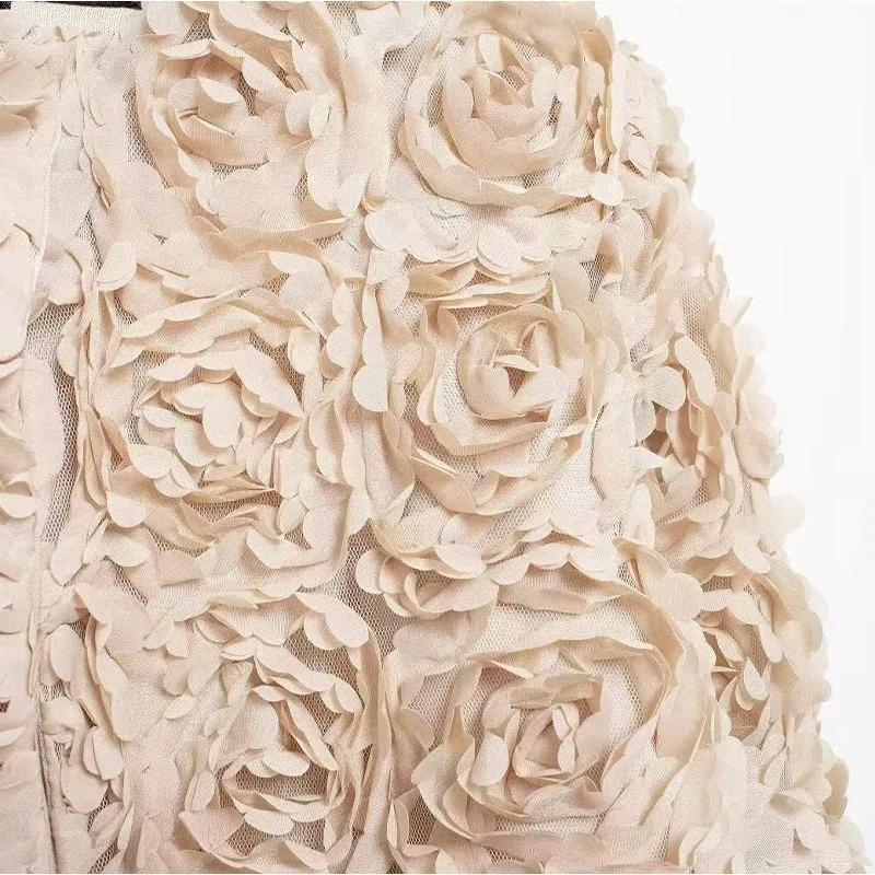 Street Short 3d Flower Lace Jacket Women Chic O-neck Long Sleeve Zipper Female Coats Autumn Lady All-match Outwears