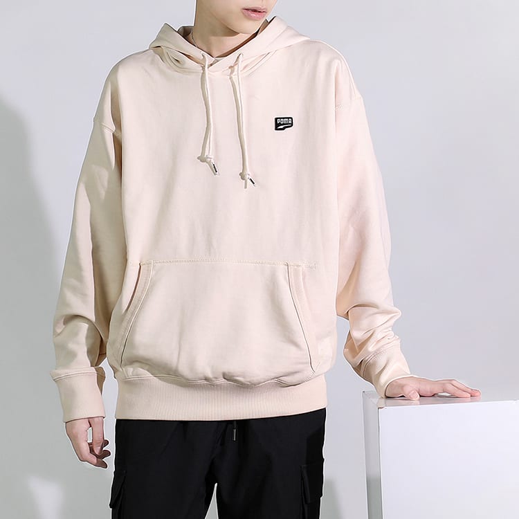 PUMA Sweatshirts Men's Ecru Hooded Moderate Regular 596002-89