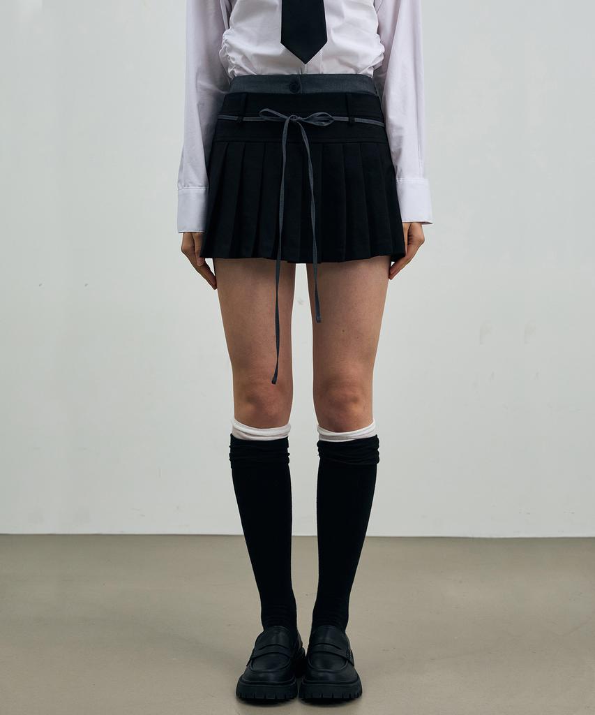 Alikim Scarlet Pleats Skirt Pants / Black