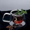 High Temperature Resistant and High Boron Silicon Double Glass Diamond Coffee Cup with Handle