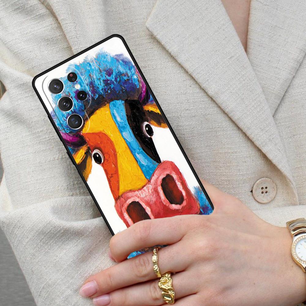 Animal cattle cow watercolor painting Cell Phone Case for Samsung Galaxy S26 Ultra S25 S24 S23 S22 S21 S20 Note10 Cover