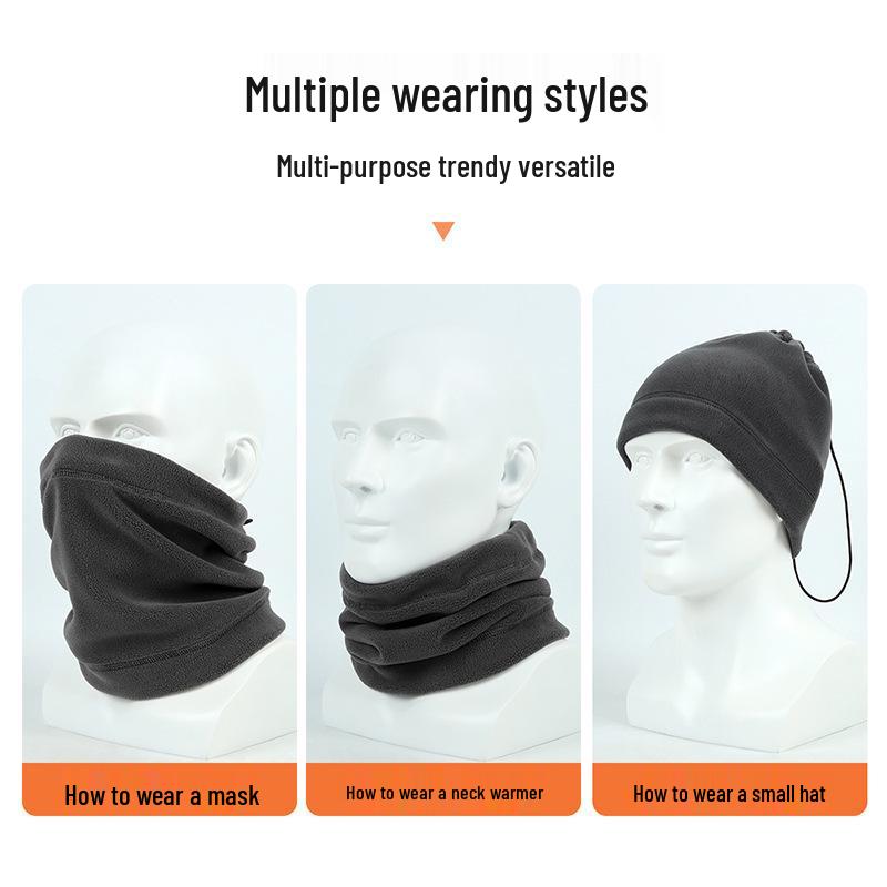 Men's Windproof Winter Cycling & Skiing Fleece Neck Gaiter Hat - Warm Cold Weather Face & Neck Protector