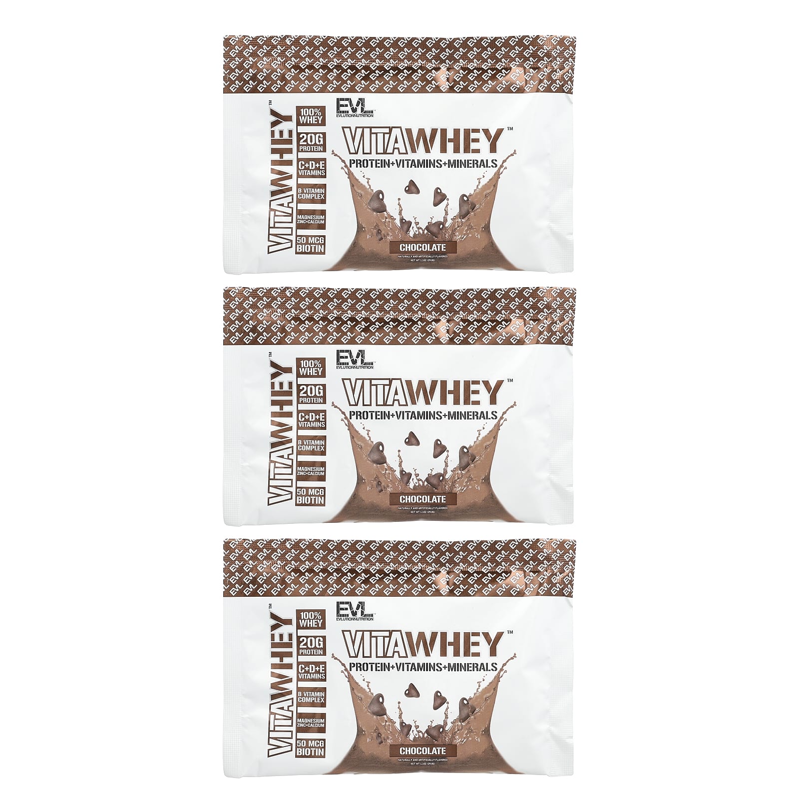 

Vitawhey™, Chocolate, 3 Pack, 29.8G (1.1Oz) Each
