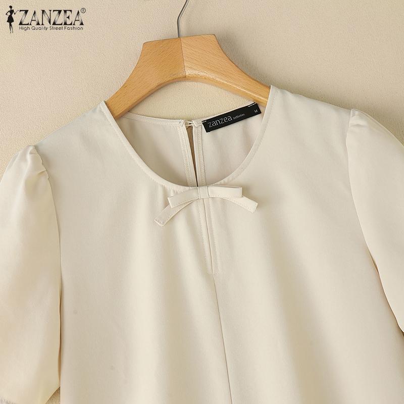 ZANZEA Women Casual Round Neck Summer Short Sleeve Loose Dress