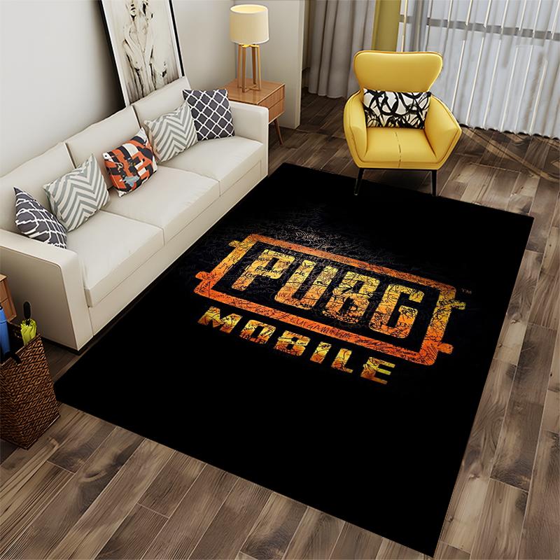 """Gaming-Teppich mit PUBG Mobile Logo, Schwarzer Hintergrund für Gamer" Geeignet für den Einsatz als Antirutschmatte für Wohnzimmer-, Schlafzimmer-Sofas"""