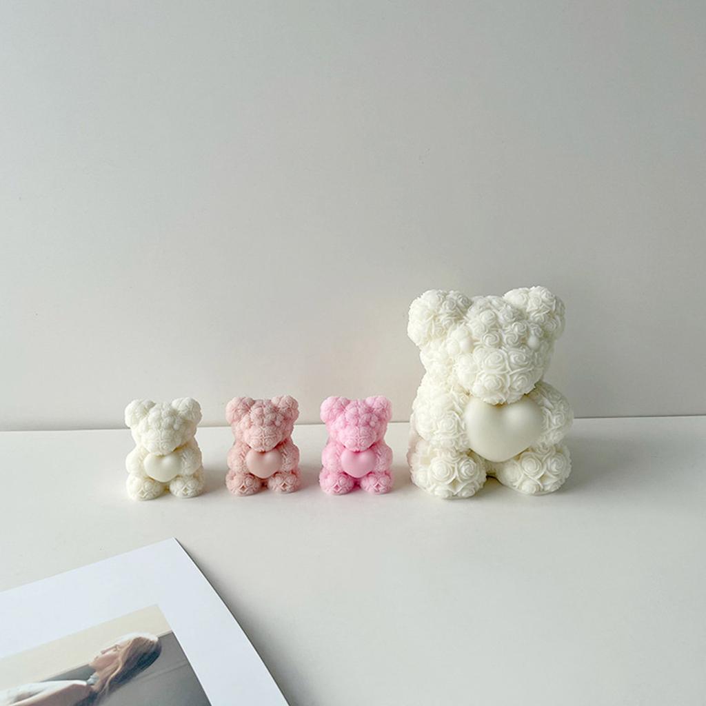 Rose Flower Bear Silicone Mold Bear Candle Mold Non-stick Easy To De-mold