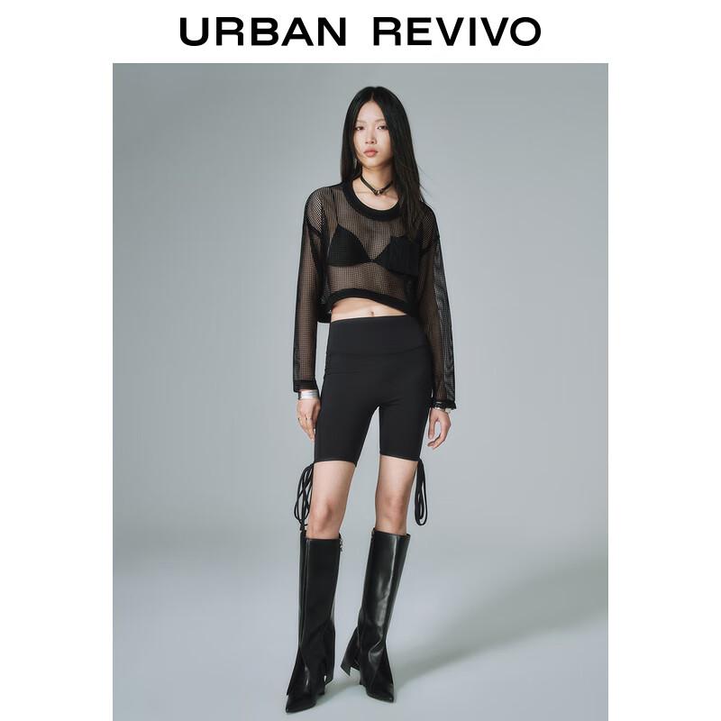 UR Women s Textured Mesh Round Neck Blouse XS
