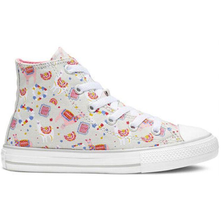 Converse Chuck Taylor All Star High Top Kids Canvas Shoes Graffiti Kids Sneakers Gray Brown 666293C