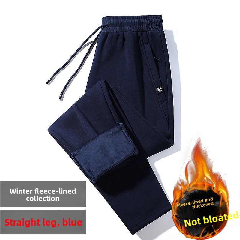 

Чоловічі потовщені довгі штани на флісовій підкладці з манжетами на штанинах для осені та зими – спортивні штани оверсайз вільного крою 3XL