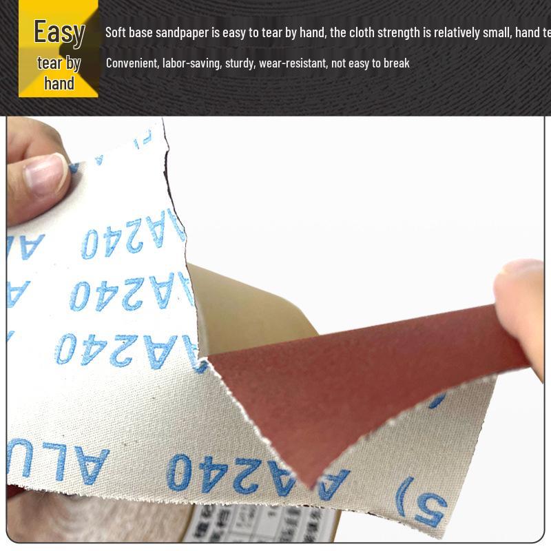 TJ113 Tearable Soft Cloth Sandpaper Roll - 4 & 4.5 Inch Strips and Sheets