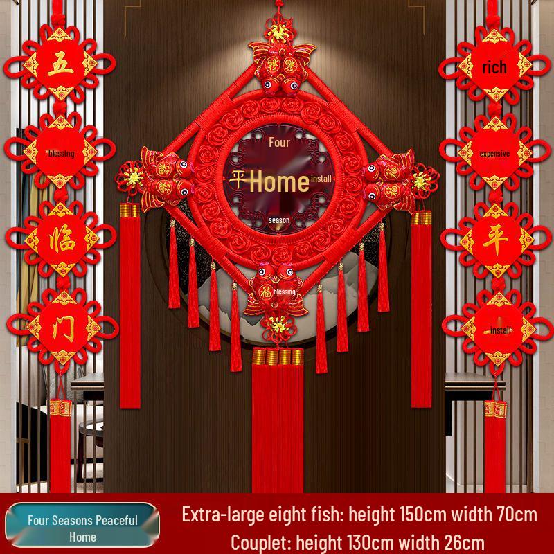2025 High-End Chinese Knot Peace Fu Character Five Blessings Door Ornament for Living Room and Housewarming Decoration