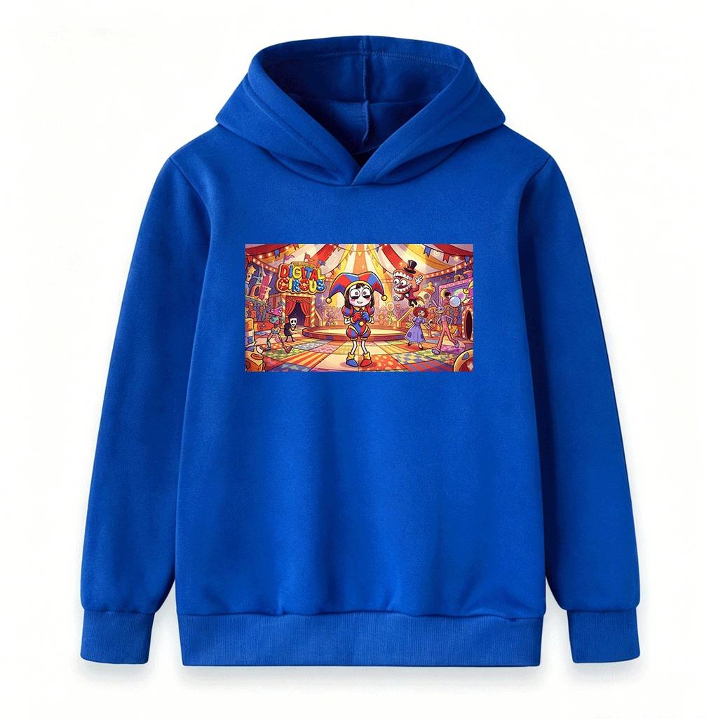 Kids Boys Girls Hoodie Sweatshirt, Cartoon Digital Circus Print Casual Pullover Top for Children Daily Wear