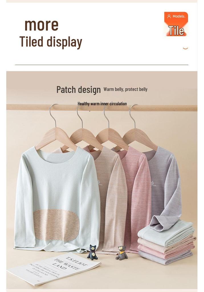 Kids' Warm Underwear Set with Belly Protection - Autumn/Winter Style for Boys & Girls