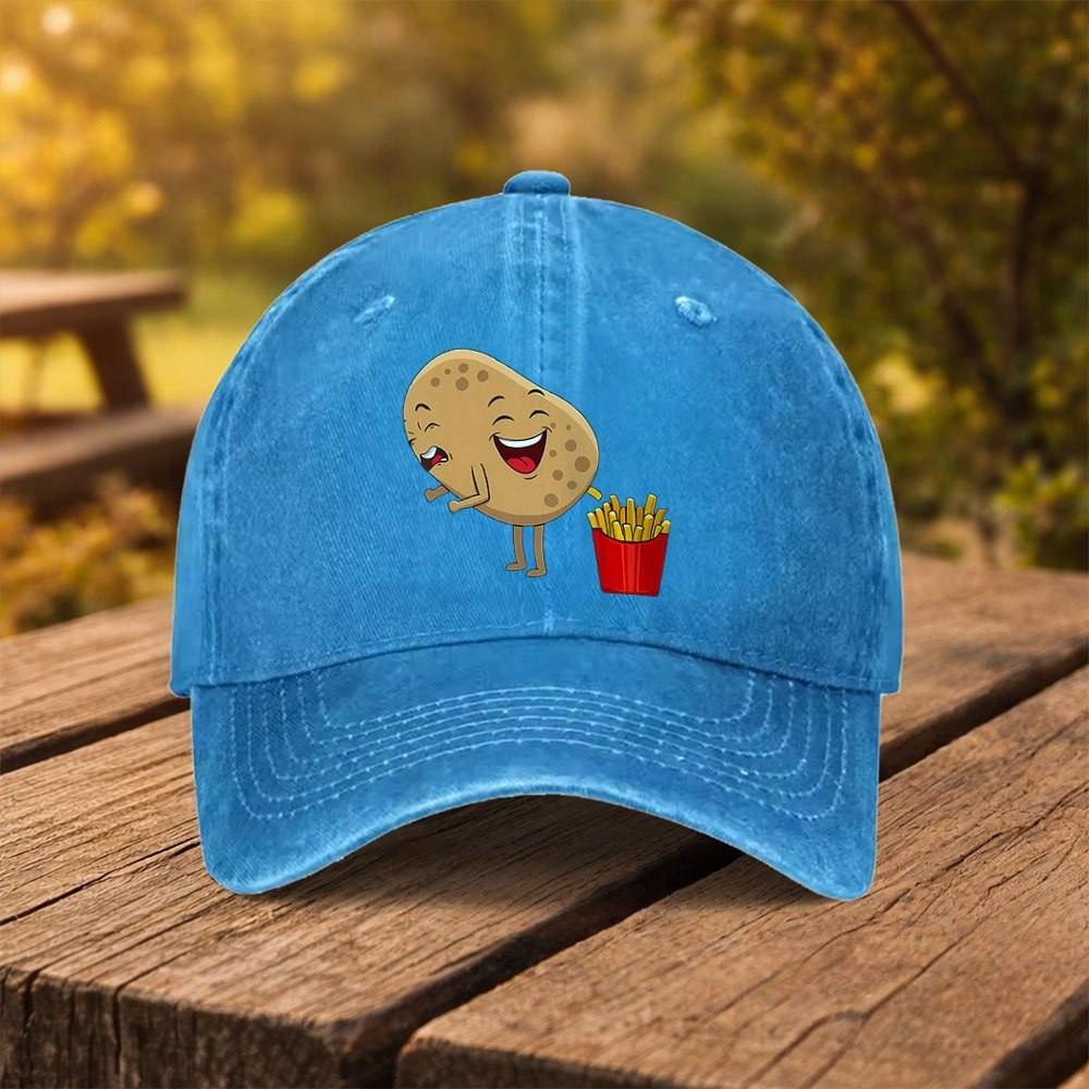 Funny Potato Farting French Fries Baseball Cap Washed Cotton Adjustable Outdoor Sports Hat