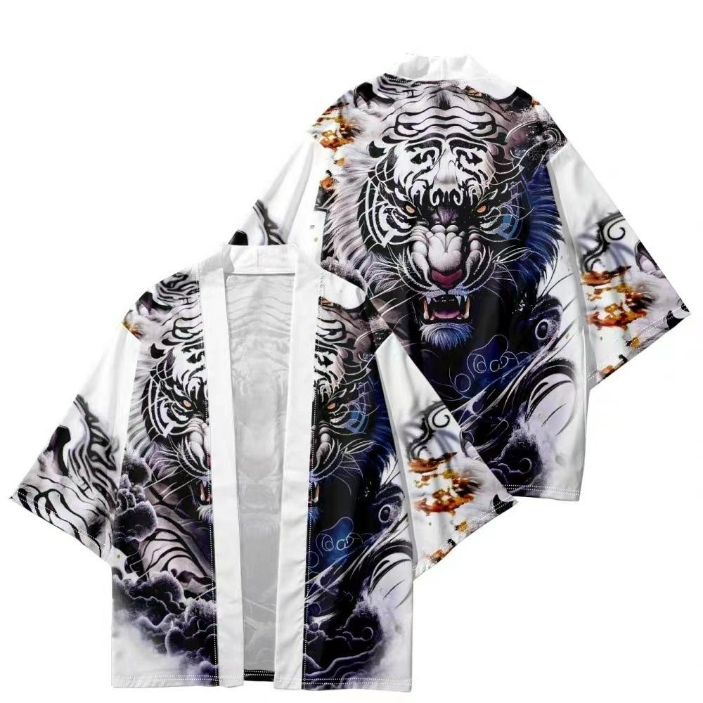 Japanese-style Kimono Cloak, Chinese Dragon Cardigan, Taoist Robe, Feather-woven Loose Three-quarter Sleeves, 3D Digital Printing