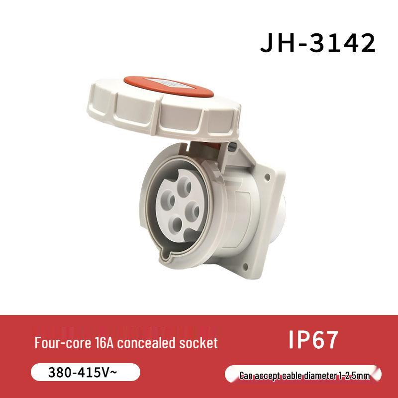 IP67 Waterproof 16A/32A Industrial Plug & Socket, European Standard, 3/4/5-core, Male & Female Connector