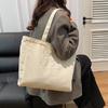 Nylon Canvas Large Capacity Tote Bag With Zipper Closure For Daily Use